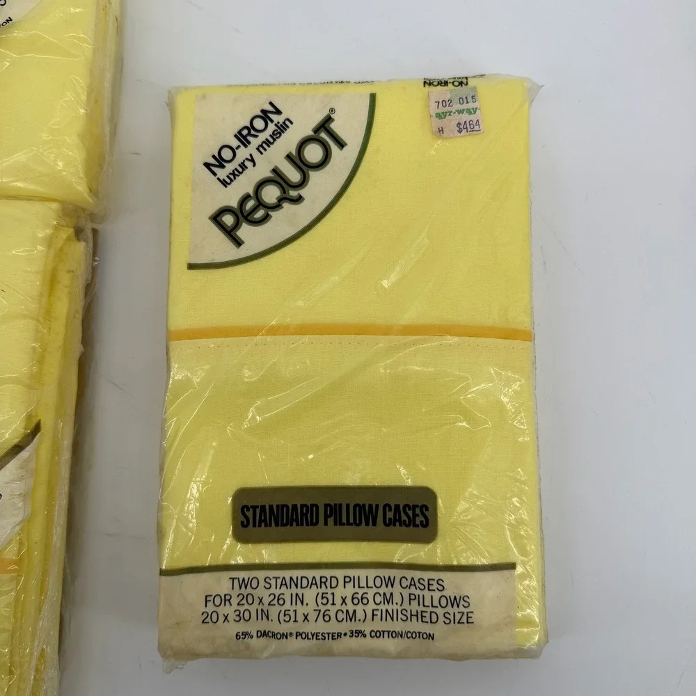 Vintage Pequot Yellow Twin Flat Sheets‎ and Pillowcases Set 4pc No Iron Muslin